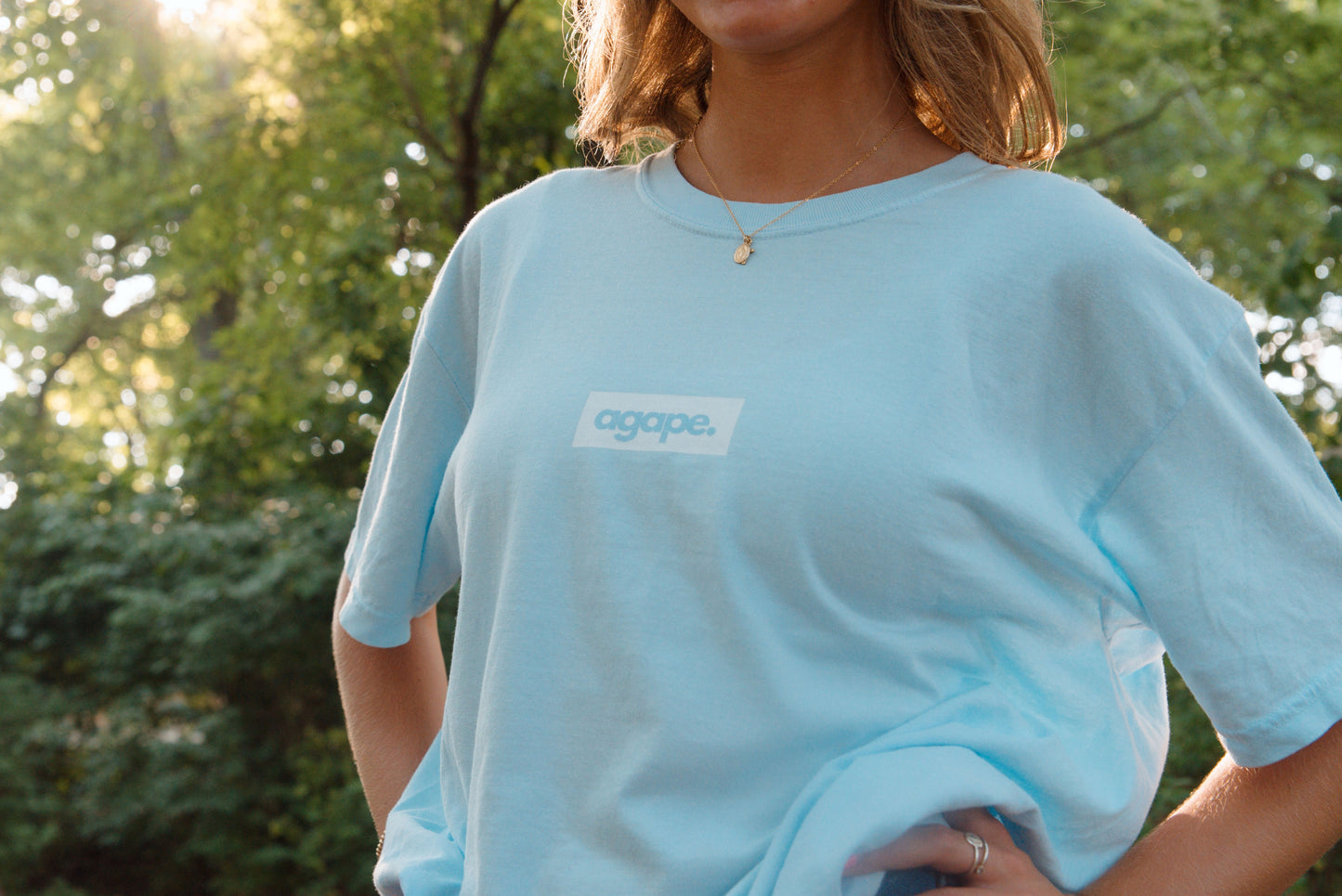 Agape Box | Premium Comfort Colors T-Shirt | Light Blue